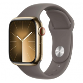 Apple Watch Series 9 GPS + Cellular 45mm Gold S. Steel Case w. Clay Sport Band - M/L (MRMT3)
