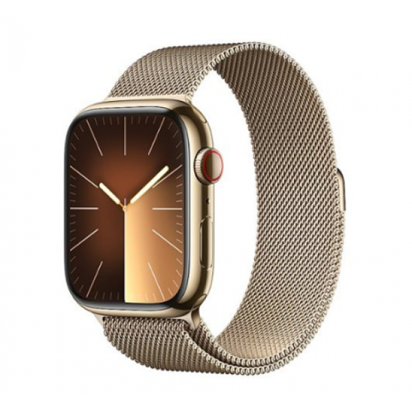 Apple Watch Series 9 GPS + Cellular 45mm Gold S. Steel Case w. Gold Milanese Loop (MRMU3)