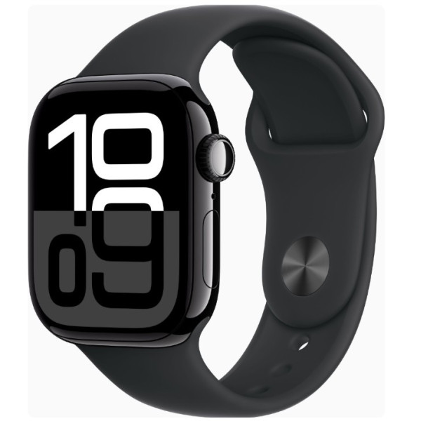 Apple Watch Series 10 GPS 42mm Jet Black Alu. Case w. Black Sport Band - S/M (MWWE3)