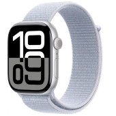 Apple Watch Series 10 GPS 46mm Silver Aluminum Case w. Blue Cloud Sport Loop (MWWN3)