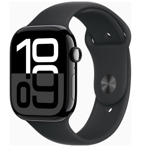 Apple Watch Series 10 GPS 46mm Jet Black Alu. Case w. Black Sport Band - S/M (MWWP3)