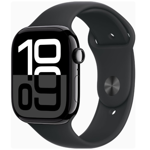 Apple Watch Series 10 GPS 46mm Jet Black Alu. Case w. Black Sport Band - M/L (MWWQ3)