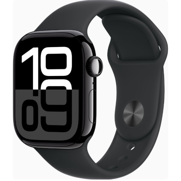 Apple Watch Series 10 GPS + Cellular 42mm Jet Black Alu. Case w. Black Sport Band - M/L (MWX73)