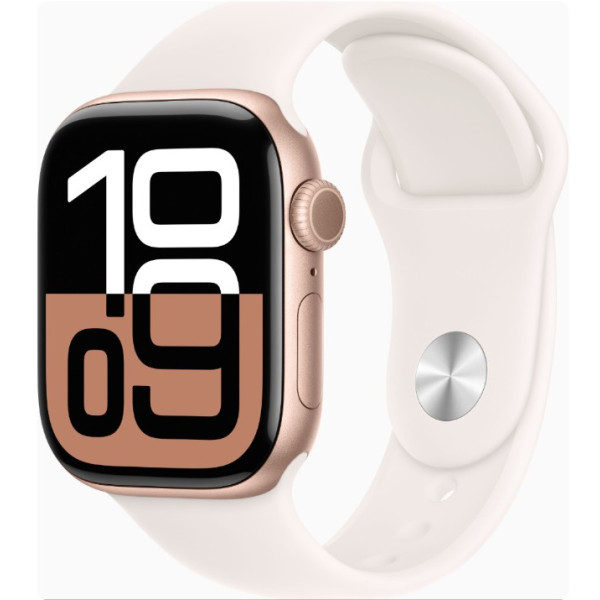 Apple Watch Series 10 GPS + Cellular 42mm Rose Gold Alu. Case w. Light Blush Sport Band - S/M (MWX93)
