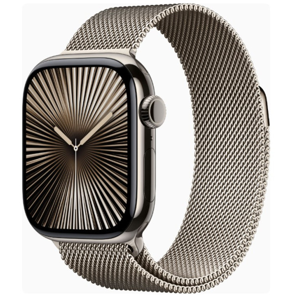 Apple Watch Series 10 GPS + Cellular 42mm Natural Titanium Case w. Natural Milanese Loop (MWXF3)