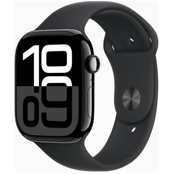 Apple Watch Series 10 GPS + Cellular 46mm Jet Black Alu. Case w. Black Sport Band - S/M (MWY33)