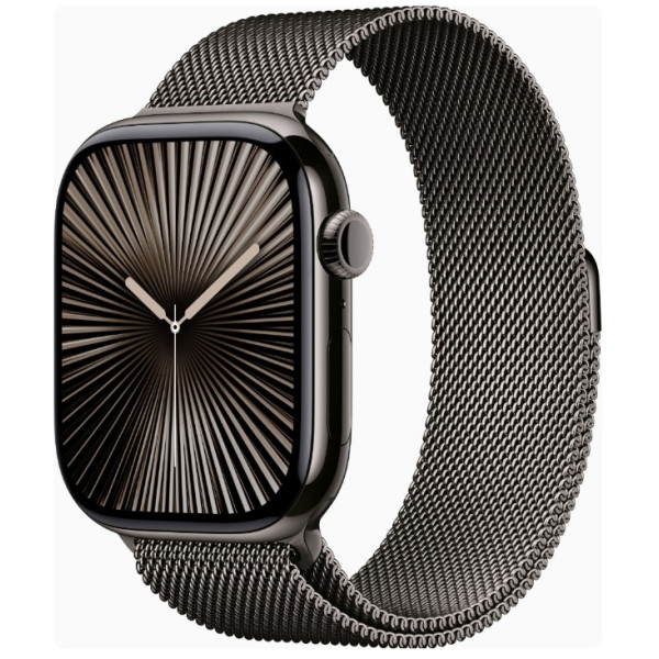 Apple Watch Series 10 GPS + Cellular 46mm Slate Titanium Case w. Slate Milanese Loop - M/L (MWYW3)