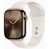 Apple Watch Series 10 GPS + Cellular 42mm Gold Titanium Case w. Starlight Sport Band - M/L (MX073)