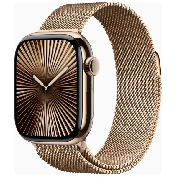 Apple Watch Series 10 GPS + Cellular 42mm Gold Titanium Case w. Gold Milanese Loop (MX083)