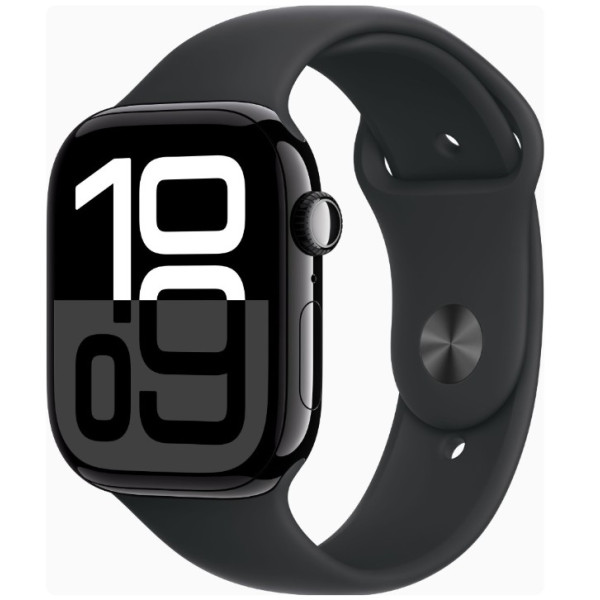 Apple Watch Series 10 GPS + Cellular 46mm Jet Black Alu. Case w. Black Sport Band - XL (MX133+MXM53)
