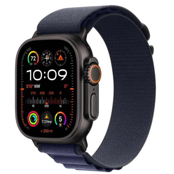 Apple Watch Ultra 2 GPS + Cellular 49mm Black Titan. Case w. Navy Alpine Loop - Large (MYTF3+MYPY3)