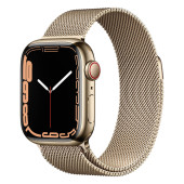 Apple Watch Series 7 GPS + Cellular 41mm Gold Stainless Steel Case with Gold Milanese Loop (MKHH3)