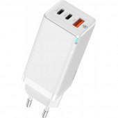 Сетевое зарядное устройство Baseus GaN Quick Travel Charger C+C+A 65W EU White