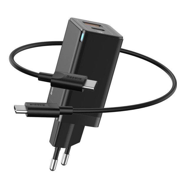 Сетевое зарядное устройство Baseus GaN2 Quick Charger 45W +Type-C to Type-C Cable (CCGAN-Q01) Black