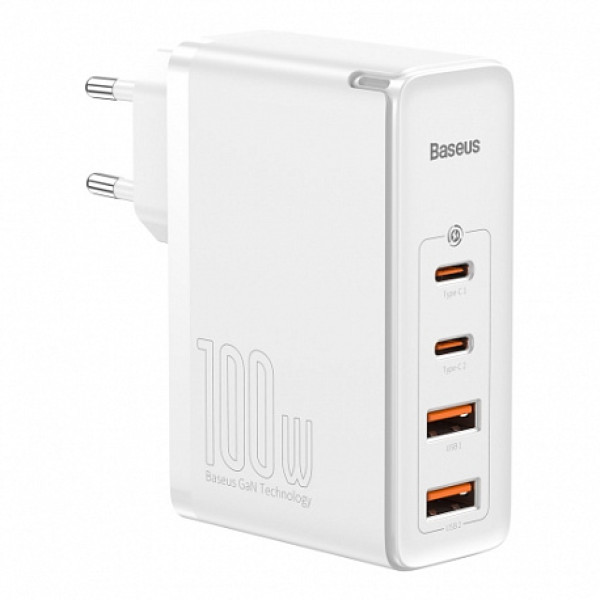 Сетевое зарядное устройство Baseus GaN PRO Quick Charger 2C+2U 100W EU White