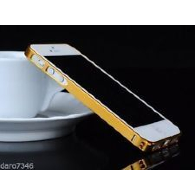 Бампер для iPhone 5/5S CROSS CASE 0.7mm (Золотой) (Метал) фото 2