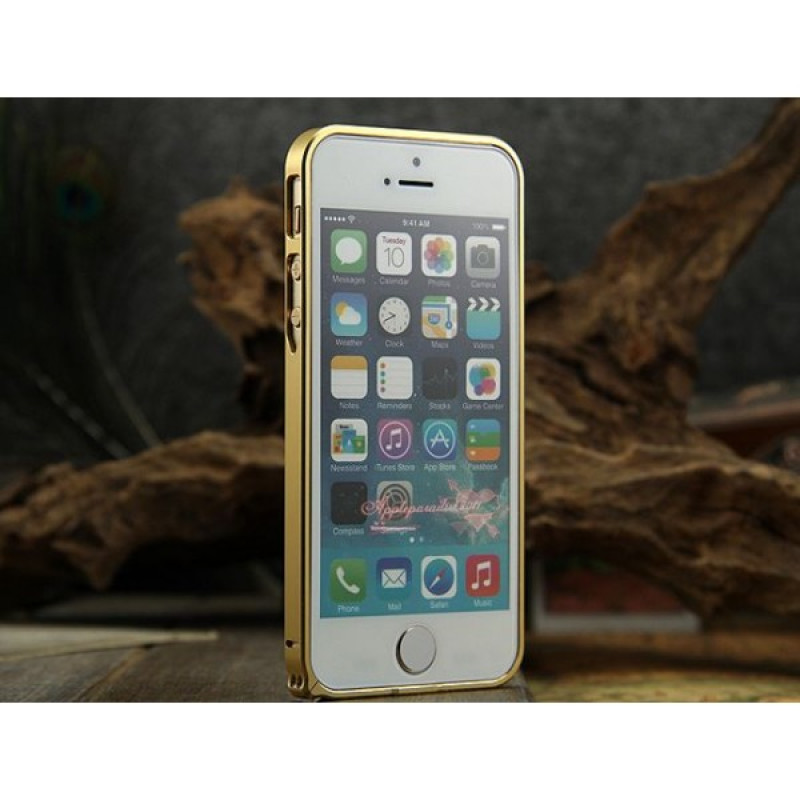 Бампер для iPhone 5/5S CROSS CASE 0.7mm (Золотой) (Метал) фото 2