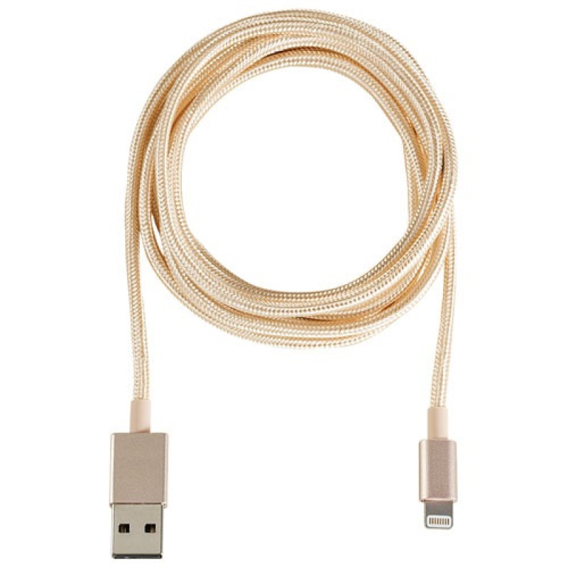 Кабель Nylong Lightning  (USB 1.2 m) (Ткань) (золотой) фото 2
