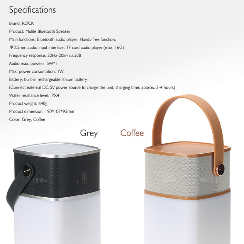 Колонка акустична Rock Mulite S Bluetooth Speaker Brown фото 2
