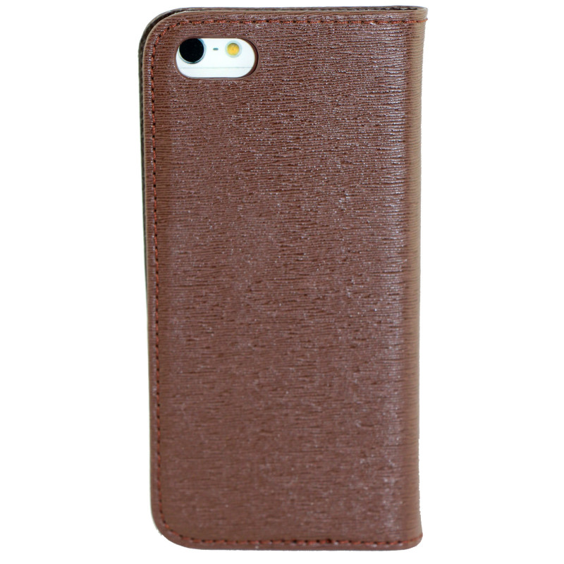 Чехол Книжка для iPhone 5/5S NUOKU LUXE (Коричневый) (Преcсованая кожа) фото 2