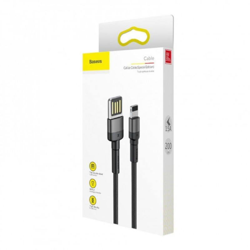 Кабель Baseus Cafule Cable Lightning 1.5A 2M Grey фото 2
