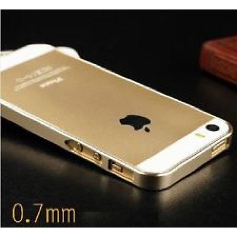 Бампер для iPhone 5/5S CROSS CASE 0.7mm (Золотой) (Метал) фото 2
