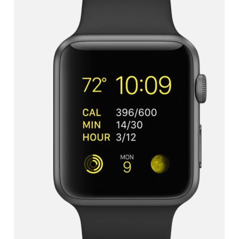 Apple Watch 38mm Space Gray Aluminum Case with Black Sport Band (MJ2X2) фото 2
