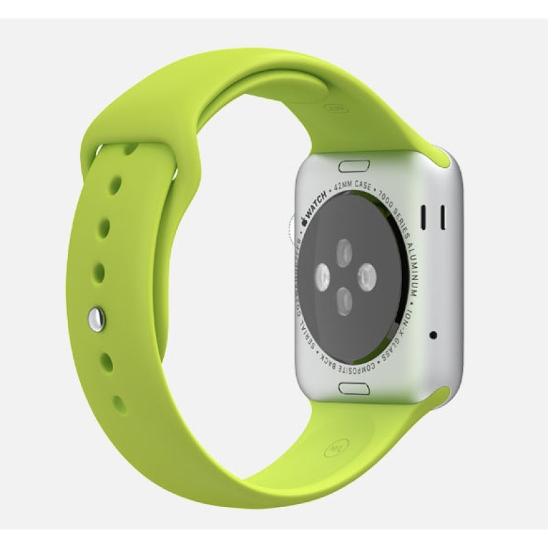 Apple Watch 42mm Silver Aluminum Case with Green Sport Band (MJ3P2) фото 2