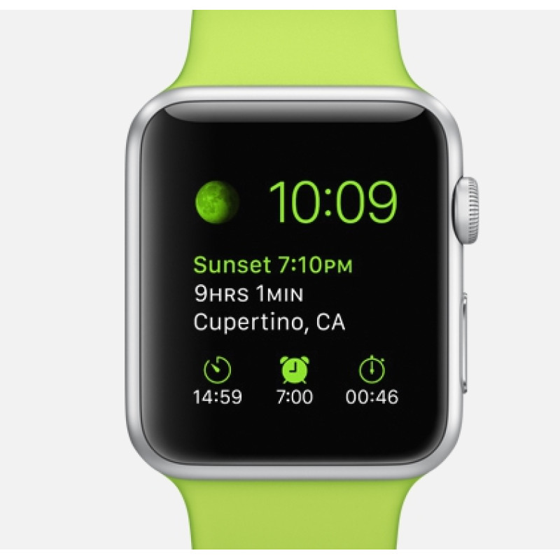 Apple Watch 42mm Silver Aluminum Case with Green Sport Band (MJ3P2) фото 2