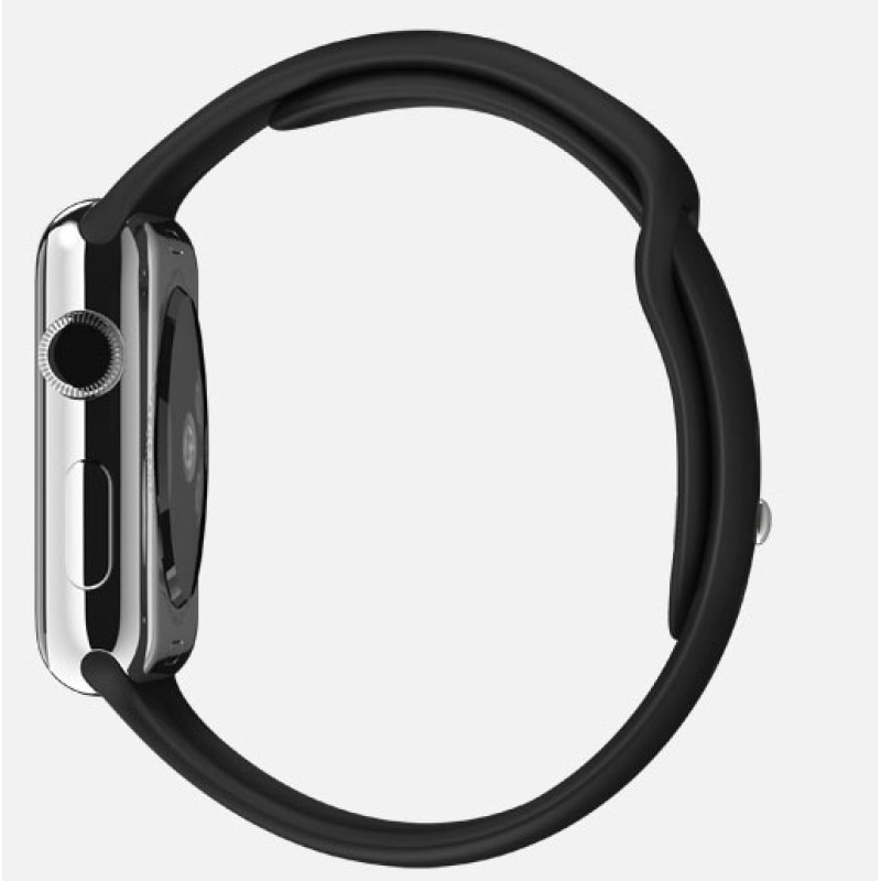 Apple Watch 38mm Stainless Steel Case with Black Sport Band (MJ2Y2) фото 2