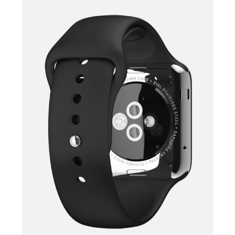 Apple Watch 38mm Stainless Steel Case with Black Sport Band (MJ2Y2) фото 2