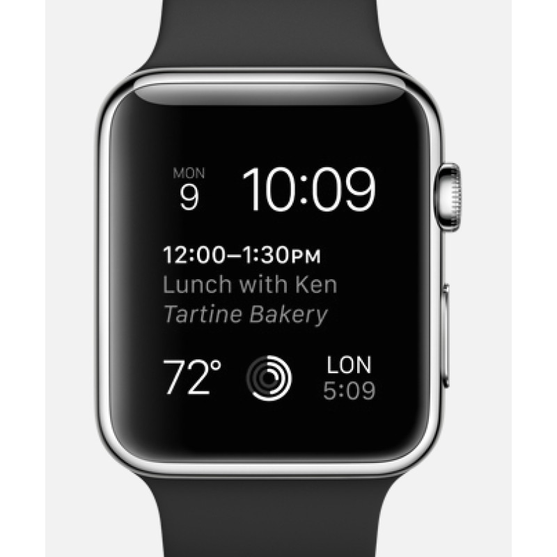 Apple Watch 38mm Stainless Steel Case with Black Sport Band (MJ2Y2) фото 2