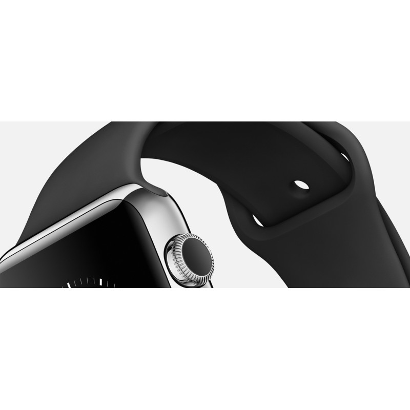 Apple Watch 38mm Stainless Steel Case with Black Sport Band (MJ2Y2) фото 2