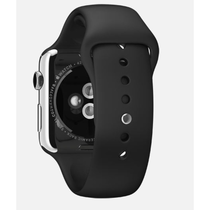 Apple Watch 42mm Stainless Steel Case with Black Sport Band (MJ3U2) фото 2