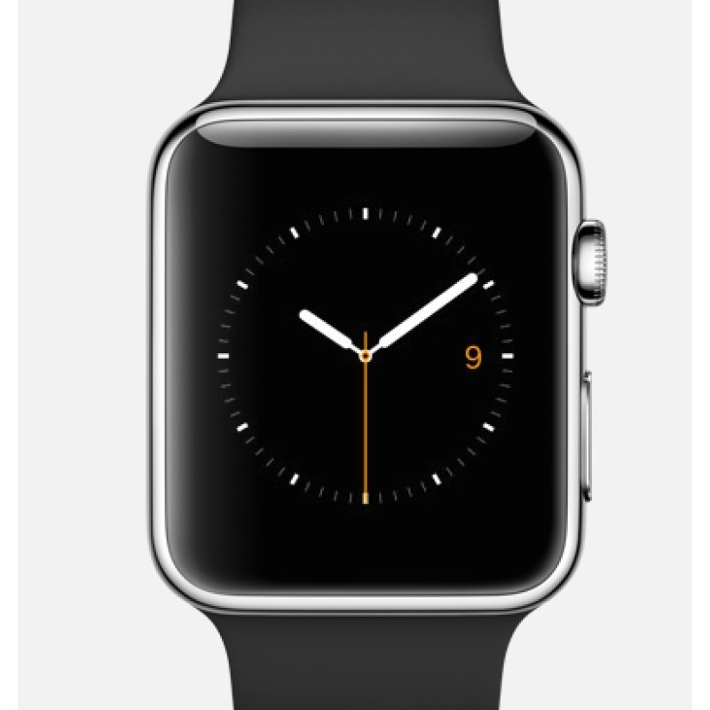 Apple Watch 42mm Stainless Steel Case with Black Sport Band (MJ3U2) фото 2