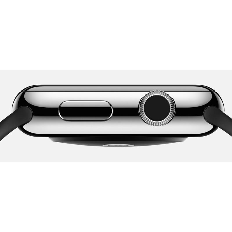 Apple Watch 42mm Stainless Steel Case with Black Sport Band (MJ3U2) фото 2