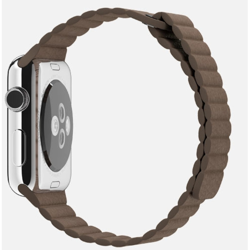 Apple Watch 42mm Stainless Steel Case with Light Brown Leather Loop (MJ422) фото 2