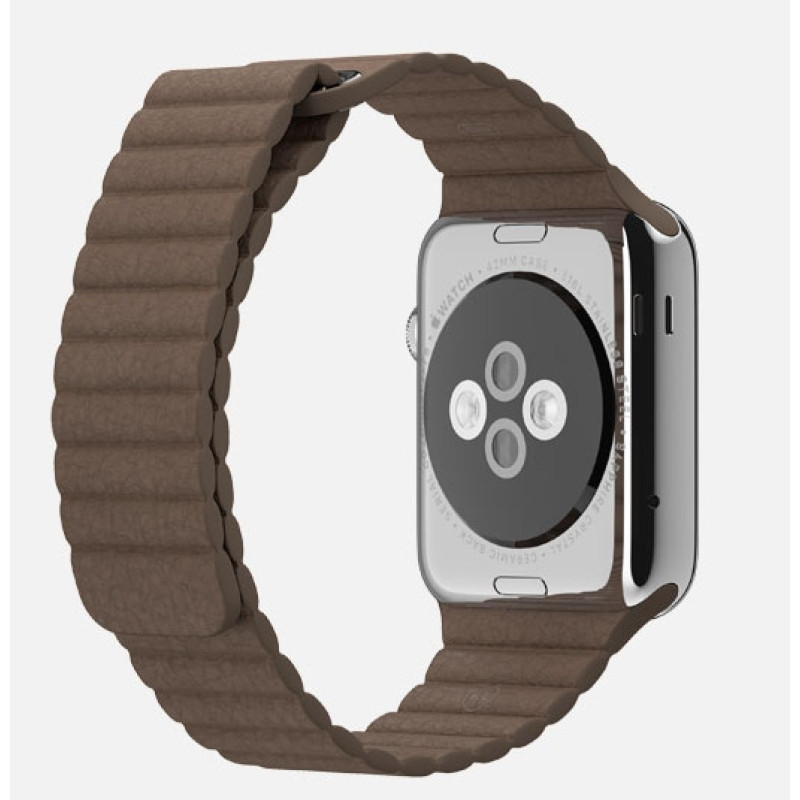 Apple Watch 42mm Stainless Steel Case with Light Brown Leather Loop (MJ422) фото 2