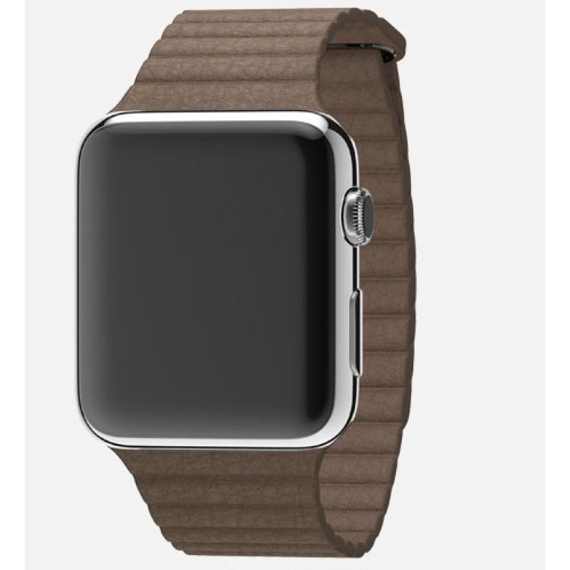 Apple Watch 42mm Stainless Steel Case with Light Brown Leather Loop (MJ422) фото 2