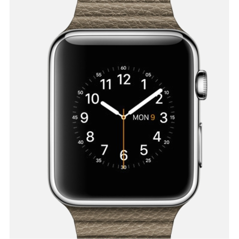 Apple Watch 42mm Stainless Steel Case with Light Brown Leather Loop (MJ422) фото 2