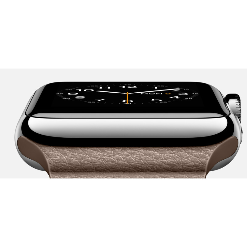 Apple Watch 42mm Stainless Steel Case with Light Brown Leather Loop (MJ422) фото 2