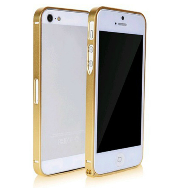 Бампер для iPhone 5/5S CROSS CASE 0.7mm (Золотой) (Метал) фото 2