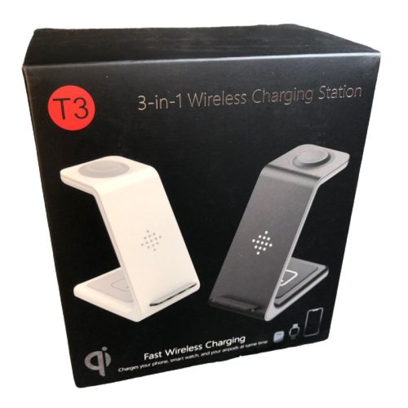 Беспроводное зарядное устройство Smart 3in1 T3 Fast 15W (black) фото 2 Беспроводное зарядное устройство Smart 3in1 T3 Fast 15W (black) фото 2
