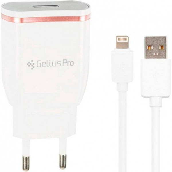 СЗУ Gelius Pro Exelon QC2.0 GP-HC02 1USB 2.1A + Cable iPhone 8 White