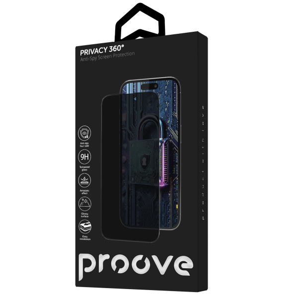 Защитное стекло iPhone 16 Plus/15 Plus Proove Privacy 360 Installation Box