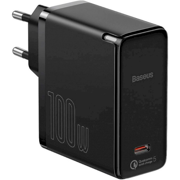 Сетевое зарядное устройство Baseus GaN2 Fast Charger 1C 100W/Mini White Cable Type-C to Type-C 100W (Black) - фото Сетевое зарядное устройство Baseus GaN2 Fast Charger 1C 100W/Mini White Cable Type-C to Type-C 100W (Black)