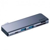 HUB Baseus Harmonica 5-in-1 Adapter Grey (CAHUB-K0G)