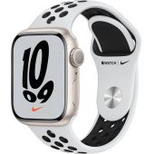 Apple Watch Series 7 Nike+ GPS 41mm Starlight Aluminum Case With Pure Platinum/Black Sport Band (MKN33UL) UACRF
