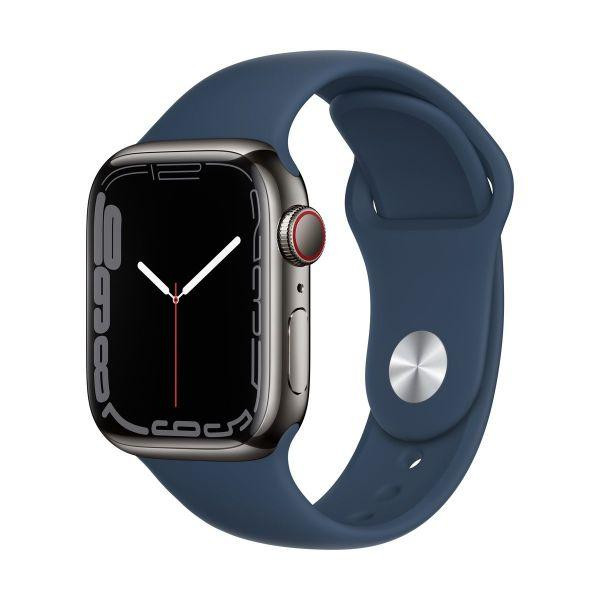 Apple Watch Series 7 GPS + Cellular 41mm Graphite S. Steel Case w. Abyss Blue S. Band (MKHJ3) - фото Apple Watch Series 7 GPS + Cellular 41mm Graphite S. Steel Case w. Abyss Blue S. Band (MKHJ3)