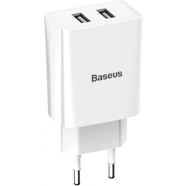 Сетевое зарядное устройство Baseus Speed Mini Dual U Travel Charger 10.5W (White)